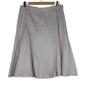 Peruvian Connection 100% Linen A Line‎ Midi Skirt Light Gray Size 10